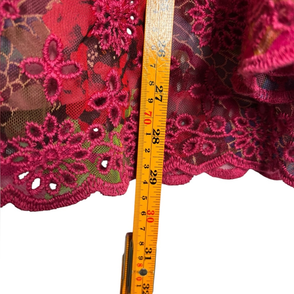 NEW Johnny Was BIYA Mazzy Floral Print Embroidered Mesh Split V-Neck Blouse XL - Picture 12 of 13